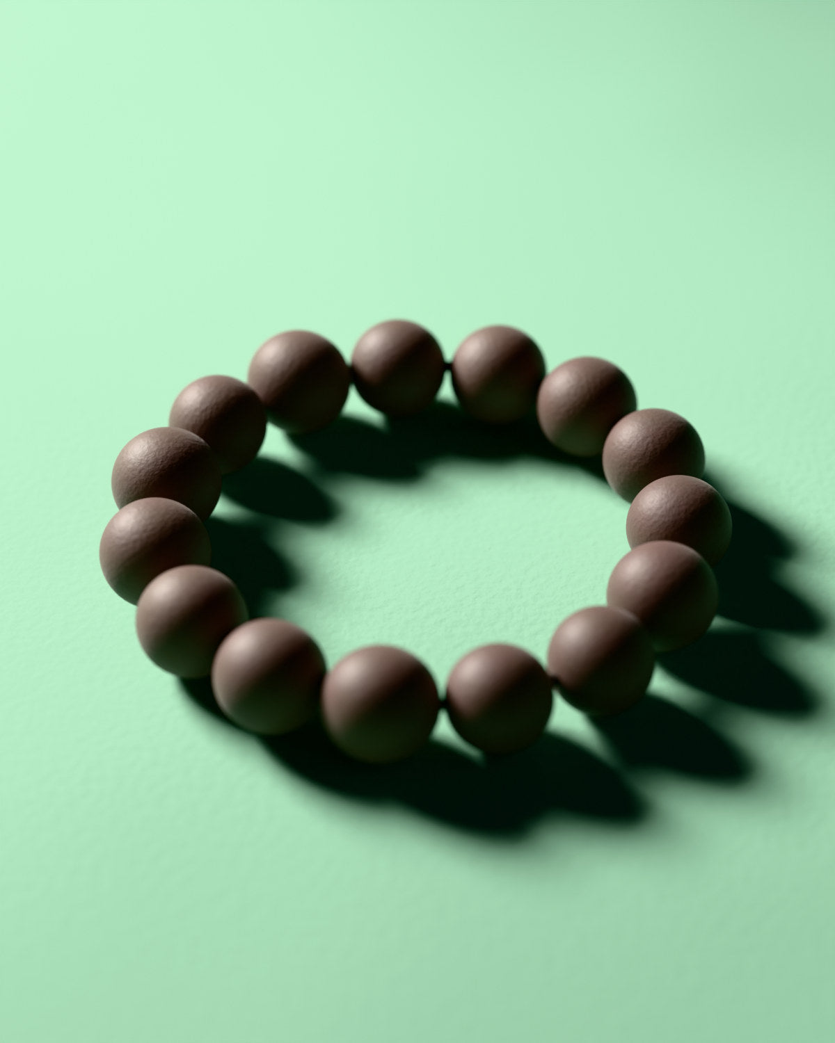 The Goose-Pear Canopy bracelet with 12 mm beads, a 3D rendering