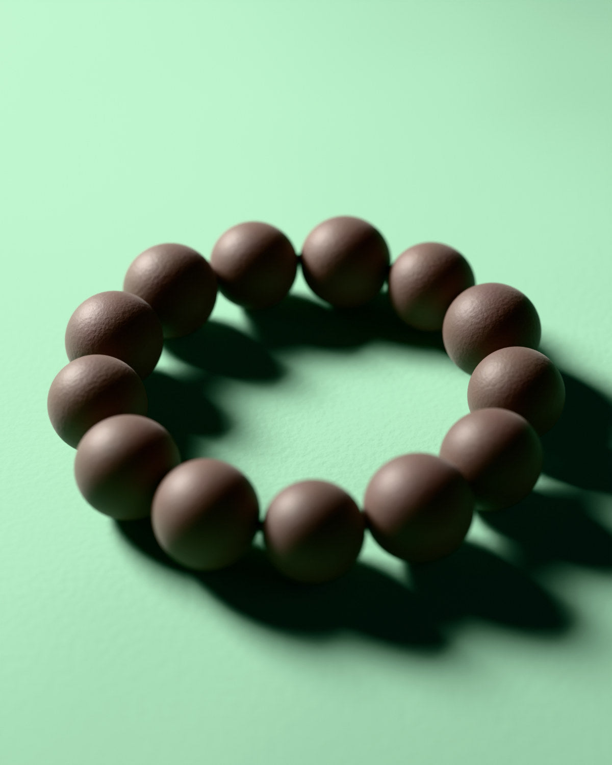 The Goose-Pear Canopy bracelet with 15 mm beads, a 3D rendering
